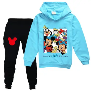 Disney Mickey Minnie Bērnu Apģērbu Komplekti Bērniem, uzvalks, Zēnu Treniņtērpi Bērniem Zīmolu Sporta Tērpi Top Coat +Bikses 2pcs Set