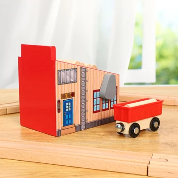 DIY Koka Dzelzceļa Sliedēm Skatuves Piederumi Kokzāģētavas Competible par Thom Koka Vilciena Sliedēm Dzelzceļa Automašīnu Rotaļlietas Bērniem Dāvanas