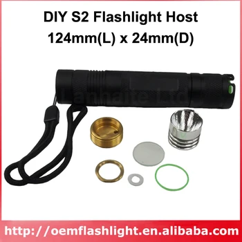 DIY S2 LED Lukturīti Uzņēmēja 124mm(L) x 24mm(D) - Melns