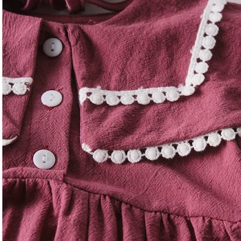 Dvīņi Bērnu Drēbes, Bērnu Meitene jumpsuit Jaundzimušo Kokvilnas bodysuit Pavasara Rudens Princese Mežģīnes garām piedurknēm Romper +Cepure 2gab Uzvalks
