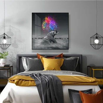 Dzīvnieku Audekla Plakāta Apdare Zilonis Sienas Māksla attēls Krāsains Dzīvības Gaismu Dzīvojamā Istabā, Guļamistabā, Mājas Dekoru Bezmaksas Piegāde