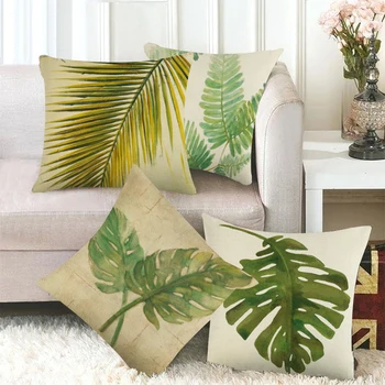 Dīvāns dekoratīvs spilvens, spilvendrāna tropu augu spilvendrāna lapu drukas spilvens segums vienkāršu Ziemeļu vēja veļa ķēriens spilvendrāna