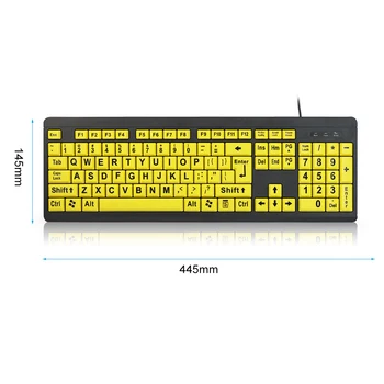 Ergonomiska Tastatūra Augsta Kontrasta Dzeltena Atslēgas Black Vēstuli ar Lieliem burtiem Veciem Veciem Cilvēkiem, USB PC Datoru Spēles Spēļu Klaviatūras