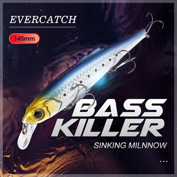 Evercatch basskiller 145mm/31g liels ēsmu dziļūdens liešanas grimst platgalve rattlin wobblers par bass tunzivju zvejas grūti lures risināt