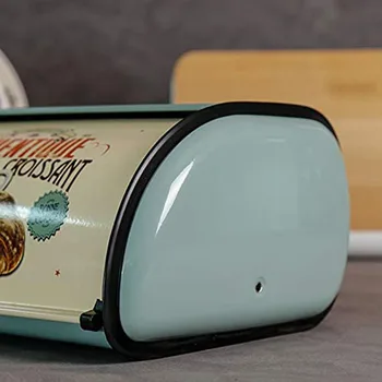 Franču Vintage Nerūsējošā Tērauda Maizes Kaste Metāla Maize Bin Zilā Mazo Pulvera Pārklājumu Maizes Uzglabāšanas Turētājs Virtuves Organizators