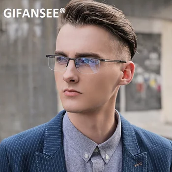 GIFANSEE anti zilā gaisma pretbloķēšanas brilles vīriešu biznesa metāla rāmis sievietēm bez apmales brilles Datoru, mobilo telefonu, spēļu brilles