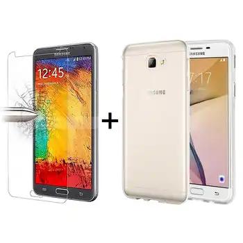 Gluda TPU case for Samsung Galaxy J7 2017 balts + pilna rūdīta stikla AIZSARGS