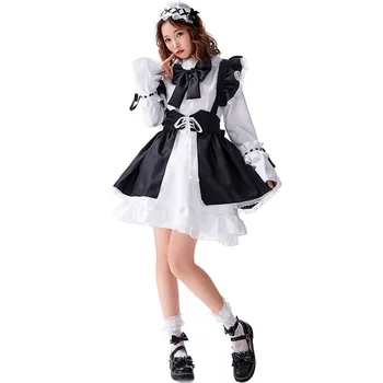 Gothic Lolita Meitene Tērpus Cosplay Kostīms Meitenēm Sieviete Viesmīle, Istabene Puse Skatuves Tērpiem Hallowmas Cosplay Kostīmi