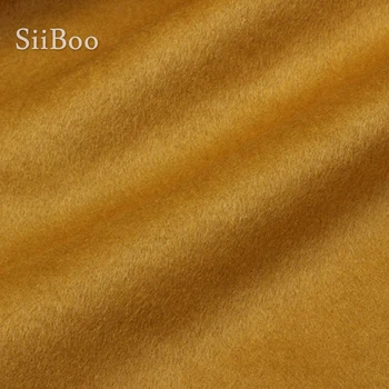 Grezns zelta krāsas ādas draudzīgu kašmira vilna blend audums sieviešu ziemas kleita uzrakt mētelis tissu lv cachemire tissu SP6014