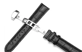 GUANQIN 20mm Watchbands dabiskās Ādas, Melni Brūnā Krāsā Deployant Sprādzes Aproce Skatīties Joslas Tauriņš Modelis Pulksteņi