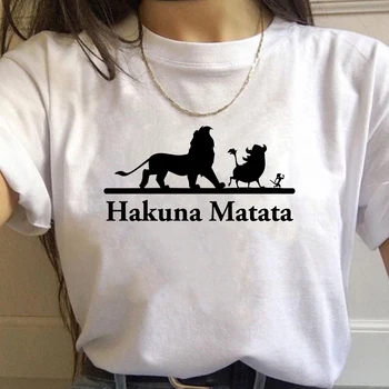 HAKUNA MATATA Lion King Kawaii Karikatūra Harajuku T Krekli, Sieviešu Ullzang Smieklīgi T-krekls, Grafikas 90s Tshirts Modes Top Tees