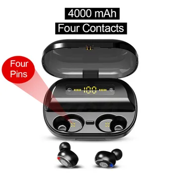 H&A TWS 5.0 Bluetooth 9D Stereo Austiņas Bezvadu IPX7 Ūdensizturīgs Austiņas Ar Sporta 4000mAh Power Bank IO