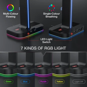Havit RGB Spēļu Austiņu Stāvēt Dual Austiņas Pakaramais ar Telefona Turētāju & 2 USB Lādētāju Desktop PC Spēļu Piederumi Austiņas