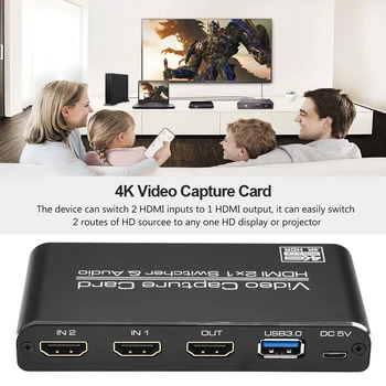 HD 1080P 4K HDMI Video Capture Karte, HDMI, USB 2.0 Video Capture galda Spēle Ierakstīt Tiešraidi Broadcast Local Loop Out
