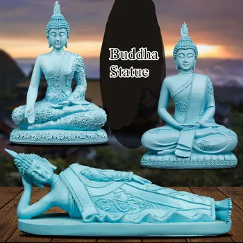 [HHT] Taizeme Zilā Budas Statuja Ornamenti, Indijas Budas Skulptūru Radošā Feng Shui Sveķu Home Decoration Accessories