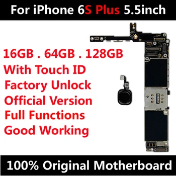 IPhone 6S Plus 5.5 collu Sākotnējā Mātesplati Rūpnīcas Atbloķēt Mainboard Ar Touch ID Pilna Funkcijas IOS Atjauninājumu Atbalsts