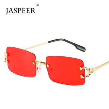 JASPEER bez apmales Taisnstūrī, Saulesbrilles Sieviešu UV400 Braukšanas Saules Brilles Vīriešiem Bezrāmju Toņos Saulesbrilles Candy Color Fashion Eyewear