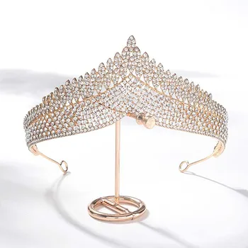 Jaunajām Korejas Modes Stila Luksusa Retro Rhinestone Royal Princess Tiara Vainagu Ap Galvu Stiprināmas Līgava Noiva Kāzu Matu Aksesuāri