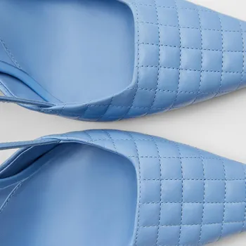 Jaunas sieviešu kurpes Zilā Laukumā Toe Augstas Stepēts tievu papēdi Kurpes Ādas Pleds Sieviešu sandales ar siksniņām 2020. Gada Rudens