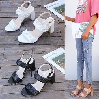 Jaunas vasaras dāmas augstpapēžu sandales dāmas gadījuma elpojošs bahilas sievietes valkā augstas kvalitātes ērti apavi 44