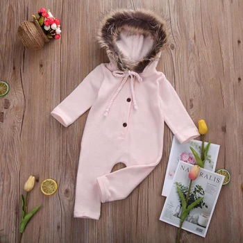 Jaundzimušais Meitene Zēns 0-24M Ziemas Drēbes Kapuci Romper Adīt Jumpsuit Silts Apģērbs UK