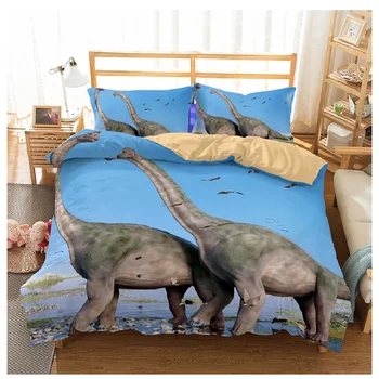 Jauno modes radošo stilu, mājas tekstila digitālā druka dinozaura modelis gultas komplekts Eiropā un Amerikā, King size 3 gab gultas