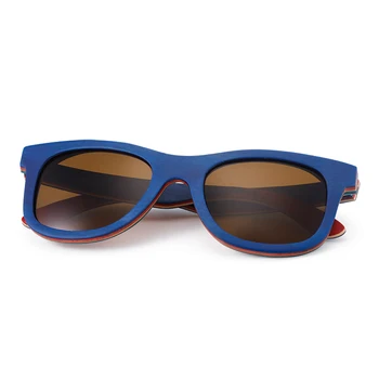 Jauno modes Retro Koka Sieviešu saulesbrilles vīriešiem, augstas kvalitātes Zīmola Dizaina Peacock blue Polarizētās saulesbrilles, Pludmales Bambusa brilles