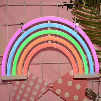 Jaunu Cute Rainbow Neona Zīme Led Varavīksnes Gaismas Lampas Kopmītnes Dekoru Varavīksnes Dekoru Neona Lampas, Sienas Dekori