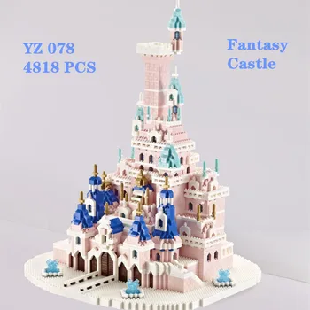 Jaunu Radošo Fantāziju Arhitektūras Princess Rozā Super Luksusa Pils Modeli Puzzle Samontēti Celtniecības Bloku Rotaļlietu Dzimšanas Dienas Dāvana
