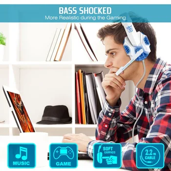 Jaunās Spēļu HeadsetProfessional Vadu Spēlētājs Austiņu Dziļu Basu, Stereo Skaņa ar Mic Trokšņa Slāpēšanas PC klēpjdators