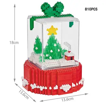 Karstā lepining radītāji klasisko Ziemassvētku eglītes displejs kārba ar gaismas mini mikro dimanta bloka modelis ķieģeļu rotaļlietas bērniem dāvanu