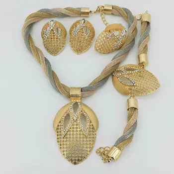 KARSTĀ Modes rotaslietas uzstādīt Nigērija Dubaija zelta krāsu Āfrikas pērlīšu rotas, kāzu rotu komplekts āfrikas krelles, rotu komplekti
