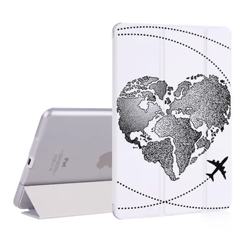 Karte Ceļojumu Lidojumu Tablet Case For Apple iPad Gaisa 9.7 2019 fundas PU Slim PU Plastmasas modināšanas Smart Cover Case for iPad mini 5 4 3