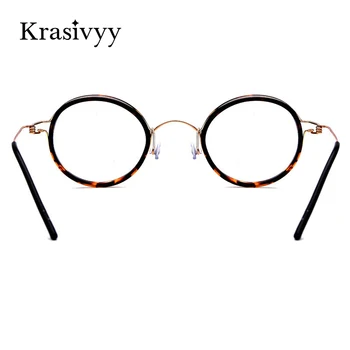 Krasivyy Retro Apaļas Brilles Rāmis Sievietēm Titāna Sakausējuma Optisko Recepšu Brilles Ultravieglajiem Dānija Bezskrūvju Brilles