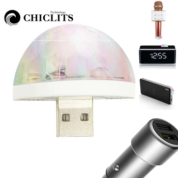 LED USB Auto Apkārtējās Gaismas 5V RGB Mini 3W Posmā Svētku Gaismas DJ Krāsu Chang Skaņas Aktivizēta Crystal Magic Mūzikas Apdare, Led