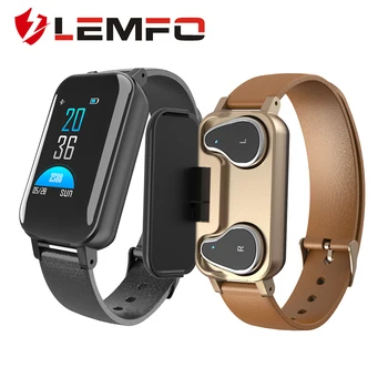 LEMFO T89 Smart Skatīties Vīrieši ar Bluetooth Austiņas Smartwatch IP67 Waterproof Atbalsta Siri BT Zvanu Par Android