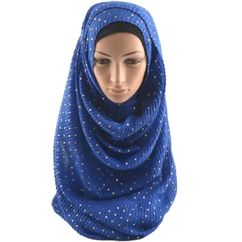 Lielo izmēru Kokvilnas vienkāršā rieva šalles tīrtoņa krāsu,sprogot musulmaņu hijab multicolor islāma šalli,garš, mīksts wrap polka dot šalle