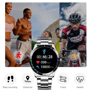 LIGE Luksusa Tērauda jostas Smart skatīties Vīrieši smartwatch Full touch screen Sporta Smart pulksteņi sirdsdarbības Fitnesa tracker