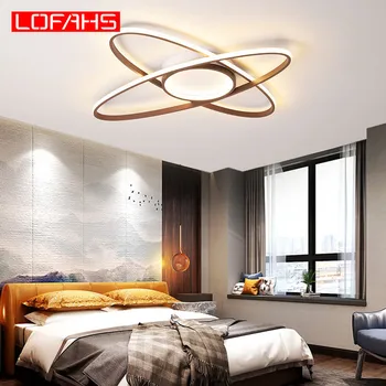 LOFAHS modernu LED griestu lampas Tālvadības Brūna liela lampas Guļamistabas, dzīvojamā Istaba Candelabre lusteri Chandelye Lustr Avizeler