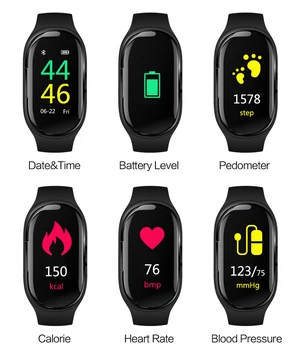 M1 Jaunākais 2 In 1 AI Smart Skatīties Ar Bluetooth Austiņas Sirds ritma Monitors Smart Aproce Ilgu Laiku Gaidīšanas Sporta Pulksteņu Vīriešiem