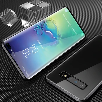 Magnētiskā Adsorbcijas Metāla Case for Samsung S10 5G S8 S9 Plus Piezīme 9 8 A7 A9 2018 A50 A60 A70 50 2019 360 Stikla Pilna Ķermeņa Vāciņu