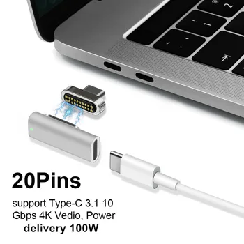 Magnētiskā USB C tipa Adapteris USB 3.1 10 Gb/s PD,100W Ātri Uzlādēt-4K @60 Hz Augstas Izšķirtspējas Saderīgu