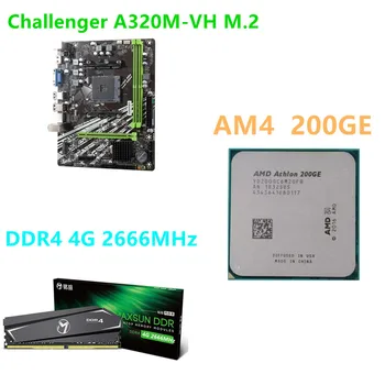 MAXSUN Mātesplati Combo AM4 A320M.2-VH Challenger AMD DDR4 4G 2666MHz Atmiņas Sloti Rams CPU AM4 200GE VGA Mainboard Desktop