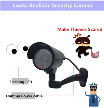 Mini CCTV fake dummy kameras wifi āra iekštelpu home security video novērošana lelli videcam w/ mirgojošo Sarkano LED gaismas