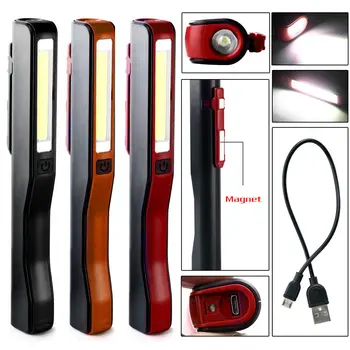 Mini COB led worklight magnētisko USB Lādējamu Pildspalvu Klipu Rokas Lāpu Gaismiņu Darba Inspekcijas Gaismas, Tūrisma Pārgājieni Naktī