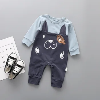 Modes baby garām piedurknēm apģērbs bērnu zēniem apģērbi meitenēm Cute dzīvnieki kombinezonus bērnu kokvilnas kombinezonus jaundzimušo 1-6-9-18 Mēnesi