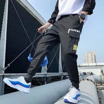 Modes Kabatas Kravas Bikses Vīriešiem, Krāsu Salikuma Gadījuma Jogger Modes Taktiskās Bikses Jūra Harajuku Streetwear Bikses Vīriešiem