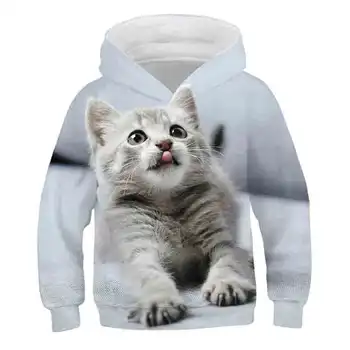 Modes kaķis, lapsa, hoodies bērnu Drukāt karikatūra pelēkā vārna Streetwear poliestera pelēkā vārna sporta krekls Zēnu, meiteņu un bērnu apģērbs