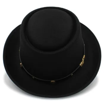 Modes Sievietes Vīrieši Cūkgaļas Pīrāgs Cepuri Tētis Vilnas Dzīvoklis Fedora Cepuri Džentlmenis Spēlmanis Fascinator Trilby Cepure Cepure Izmērs 58CM