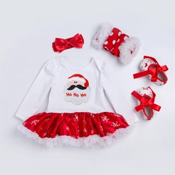 Mudkingdom Jaundzimušais Meitene Apģērbu Komplekti, Tutu Kleitu Bērnu Ziemassvētku Tērpiem, 4gab Bērnu Drēbes Meitenei